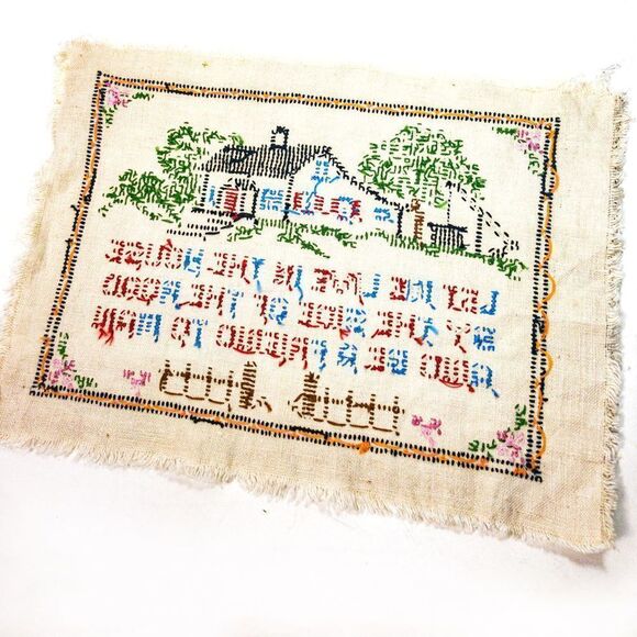 Vintage Cross Stitch Embroidery Sampler Home Friend Wall Decor - Picture 4 of 7